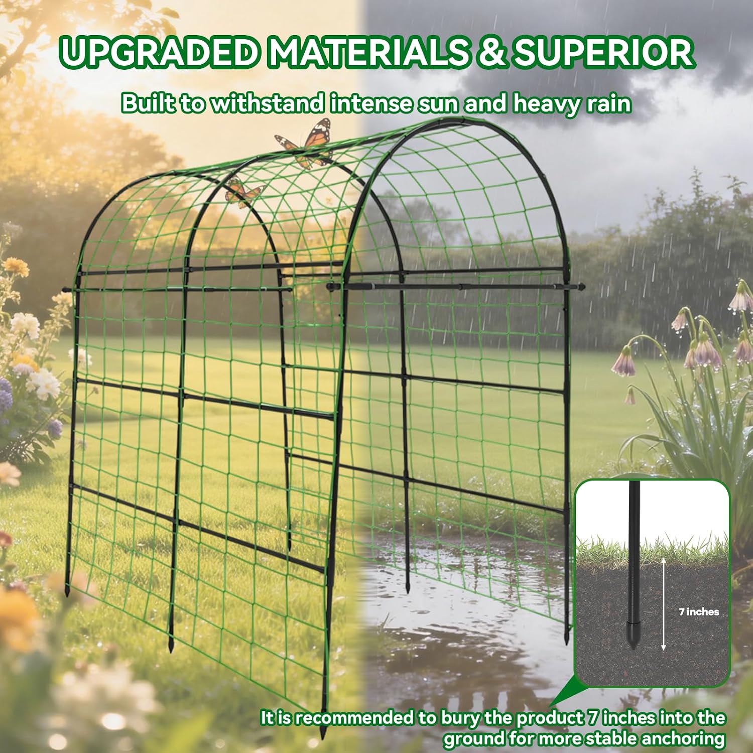 Garden Arch Trellis for Climbing Plants Outdoor - 83" H*71" W*43" L Large Rustproof Garden Trellis, Heavy Duty Grape