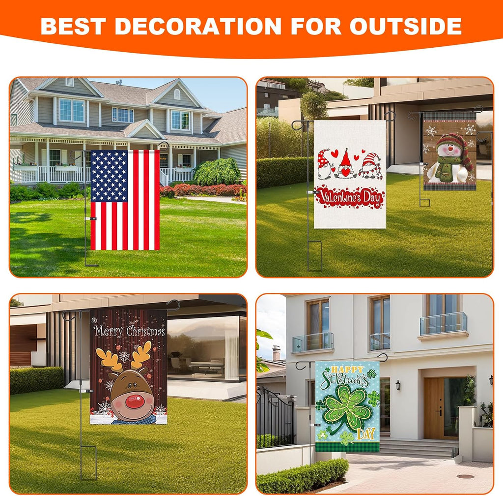 6 Pcs Garden Flag Holder Stand, Premium Garden Flag Pole Holder, Metal Yard Flags Holders, Weather-Proof Flagpole with