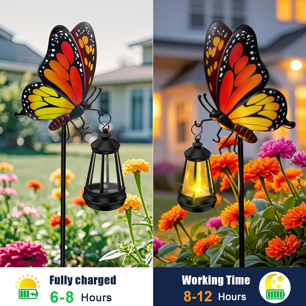EDOF Solar Lights Outdoor 32.28in Garden Butterfly Stakes with Solar Lights | Butterfly Garden Decor,Birthday Gifts for
