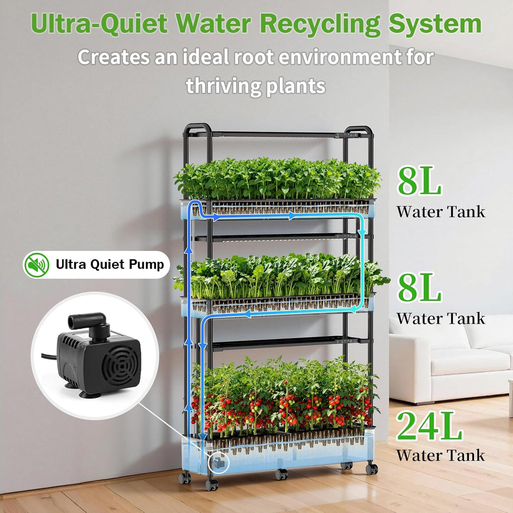 Growell Large Hydroponics Growing System Kit, 90 Pods Vertical Indoor Herb Garden Kit with 2 Light Modes & Auto