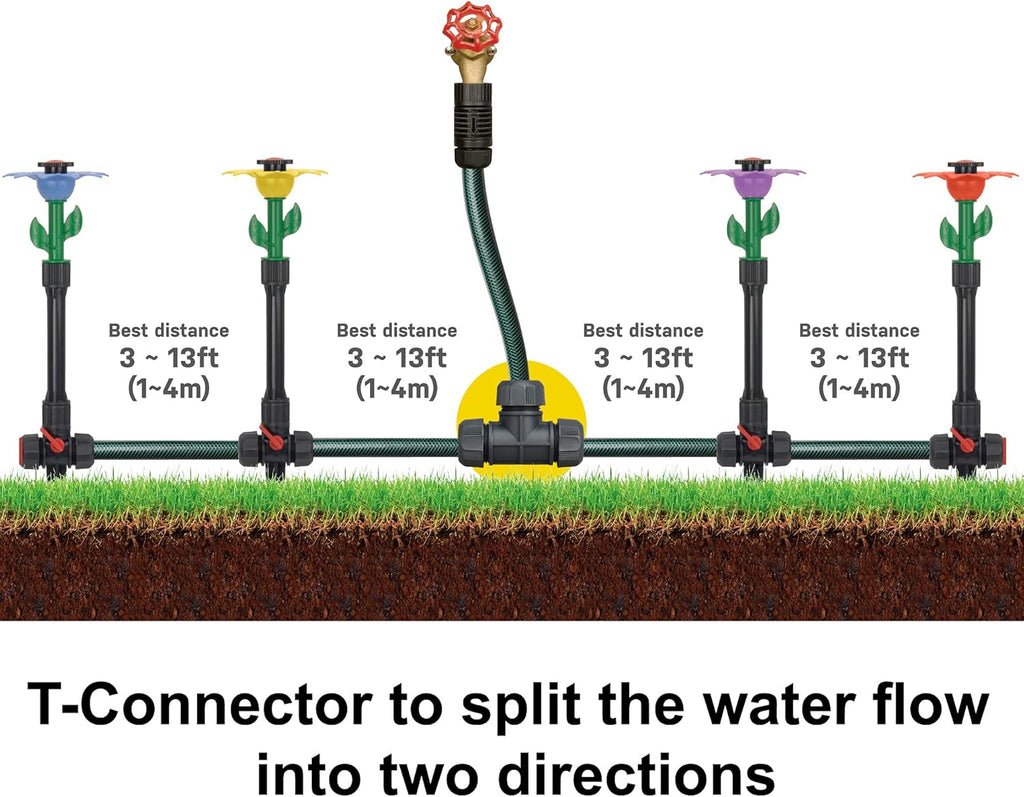 Eden 97065 Daisy Above-Ground 50 Ft Garden Hose and Sprinkler System, DIY Plant Watering Set