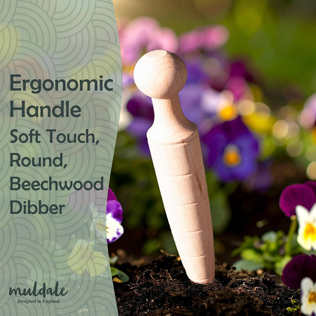 Garden Dibber Seed Planter Tool – Wooden Seed Dibber for Planting | Tapered Gauge Handheld Bulb Planting Tool for