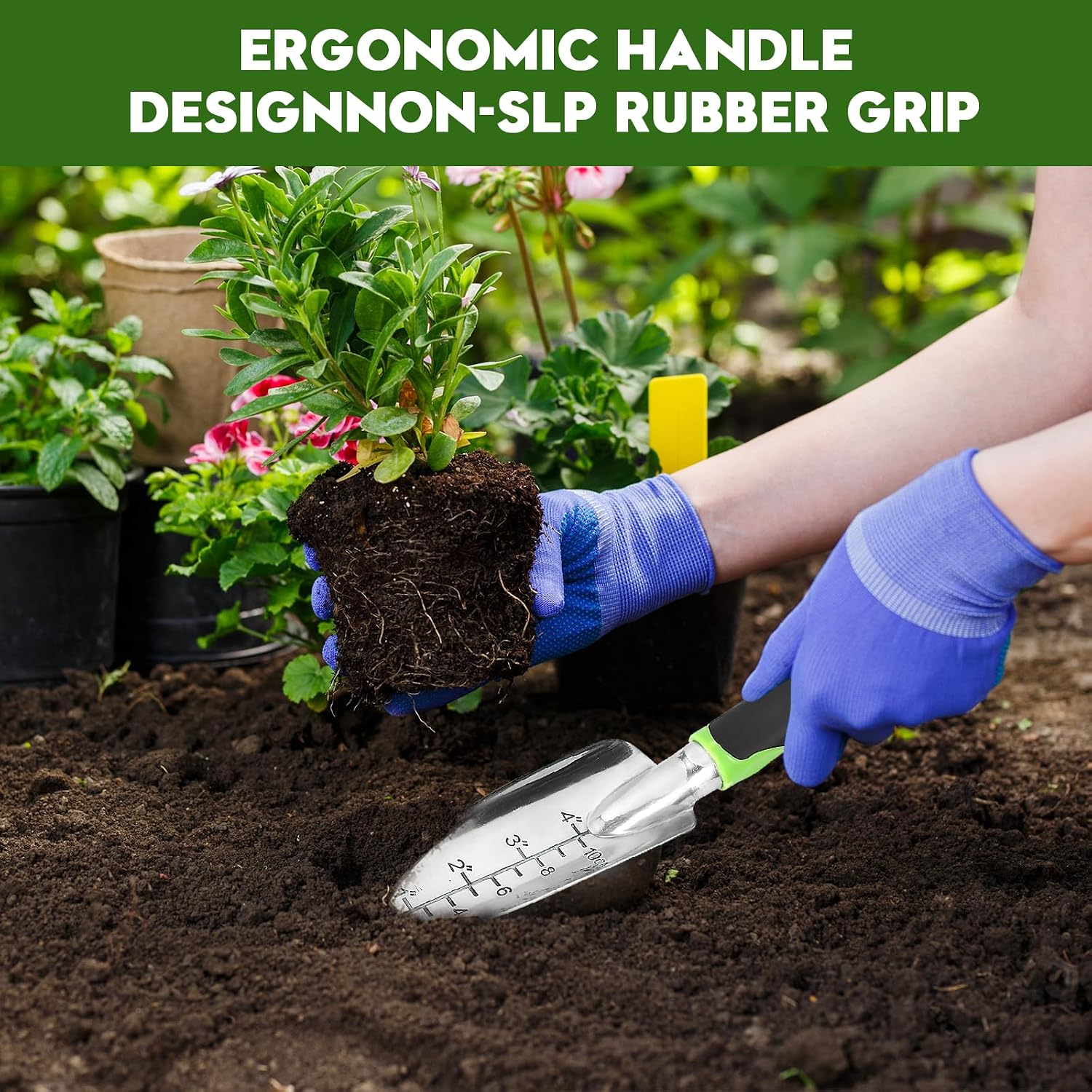 Heavy Duty Gardening Set, Featuring 9 Piece Durable Tools with Comfortable Non Slip Ergonomic Rubber Grips and A Large