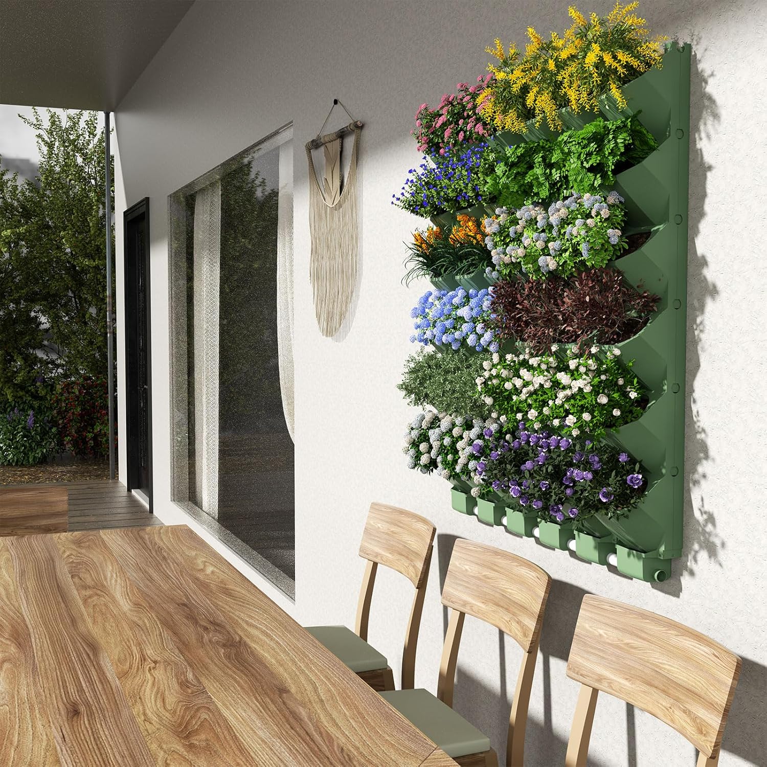 36 Pockets Self Watering Wall Mounted Vertical Planter, Wall Planter Indoor Vertical Living Green Plant Wall Easy