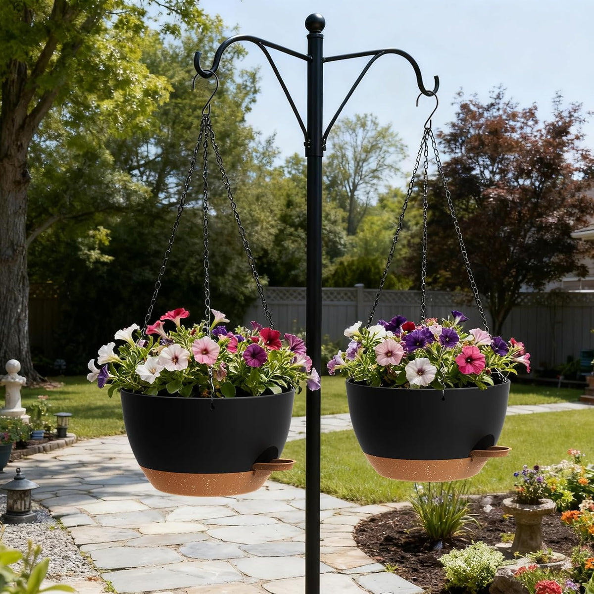 UOUZ 13 Inch 2 Pack Large Self Watering Hanging Planters for Indoor Outdoor Plants, Hanging Plant Pots with Removable