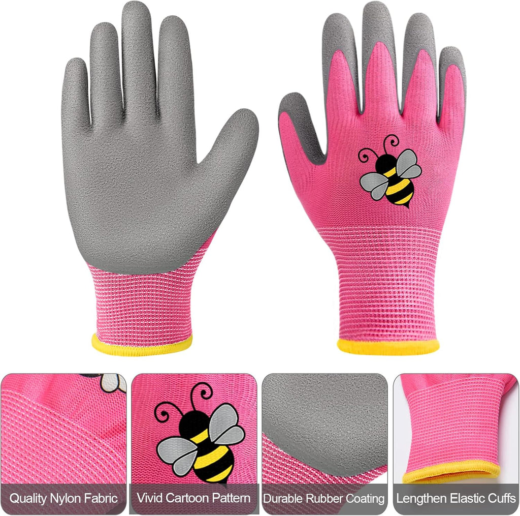 12 Pairs Kids Gardening Work Gloves (Large (Age 9-11)) | Children Yard Work Glove Rubber Coated Garden Gloves for Girls