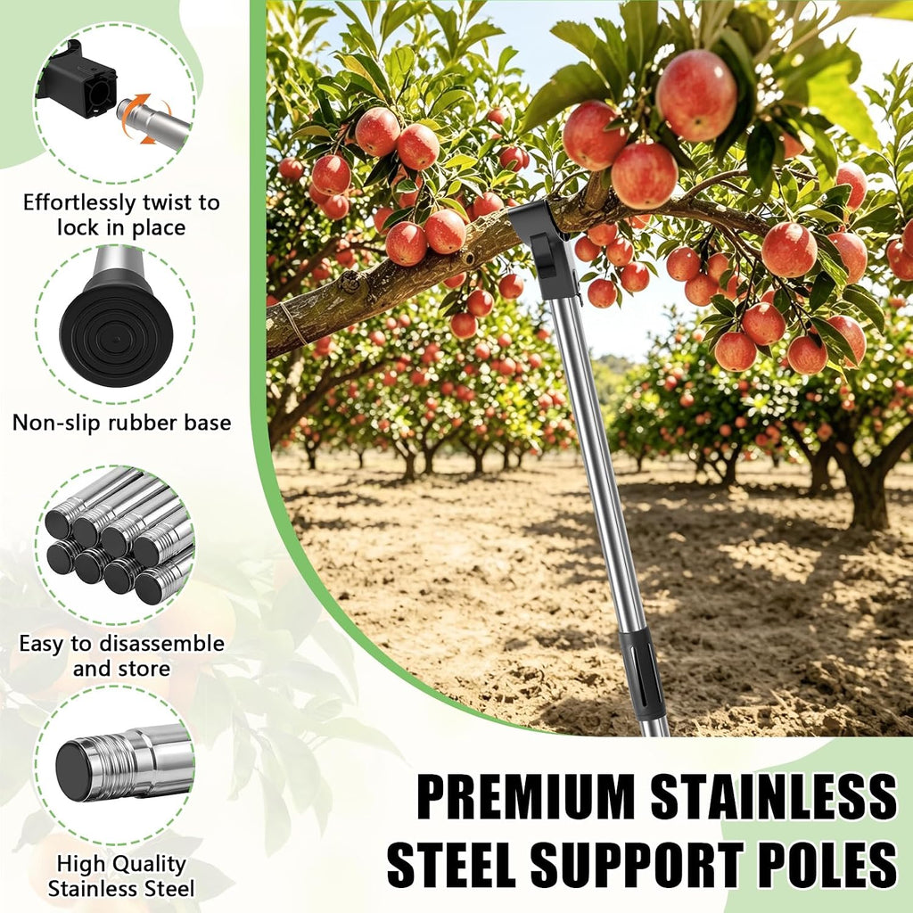 2 Set Adjustable Tree Branch Support, 18"-60" Tree Support Pole with Crutch | Stainless Steel Fruit Tree Branch Support