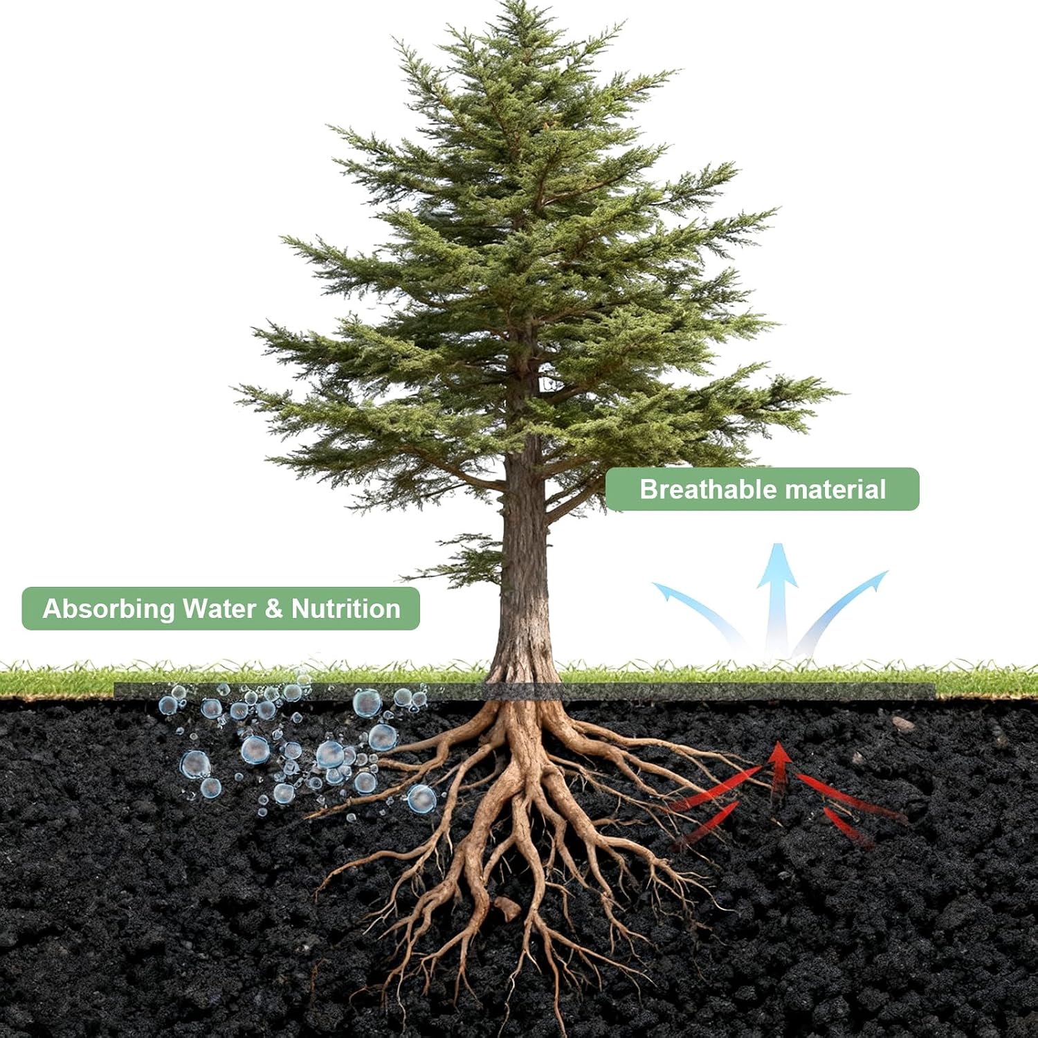 6 Pack 32.3 Inch Non-Woven Tree Mulch Ring,Plant Barrier Mat, Degradable Tree Protector for Invasive Growth Control