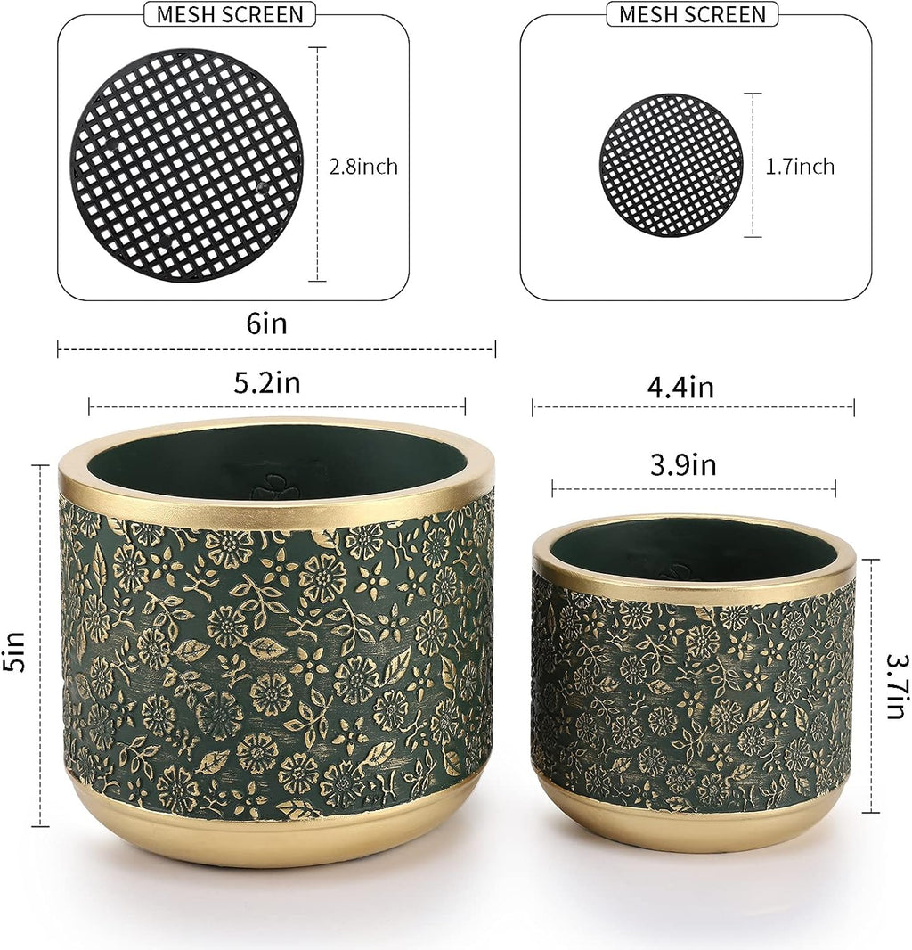 6 +4.4 Inch Cement Planter Decorative Pots with Drainage Hole for All House Plants, Succulents, Flowers, and Cactus