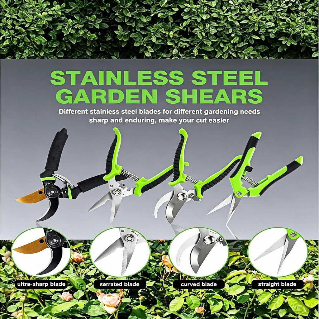 4-Pack Bypass Pruning Shears, Titanium Steel Blade,With Gardening Gloves,Shears Stainless, Ergonomic Hand Pruning