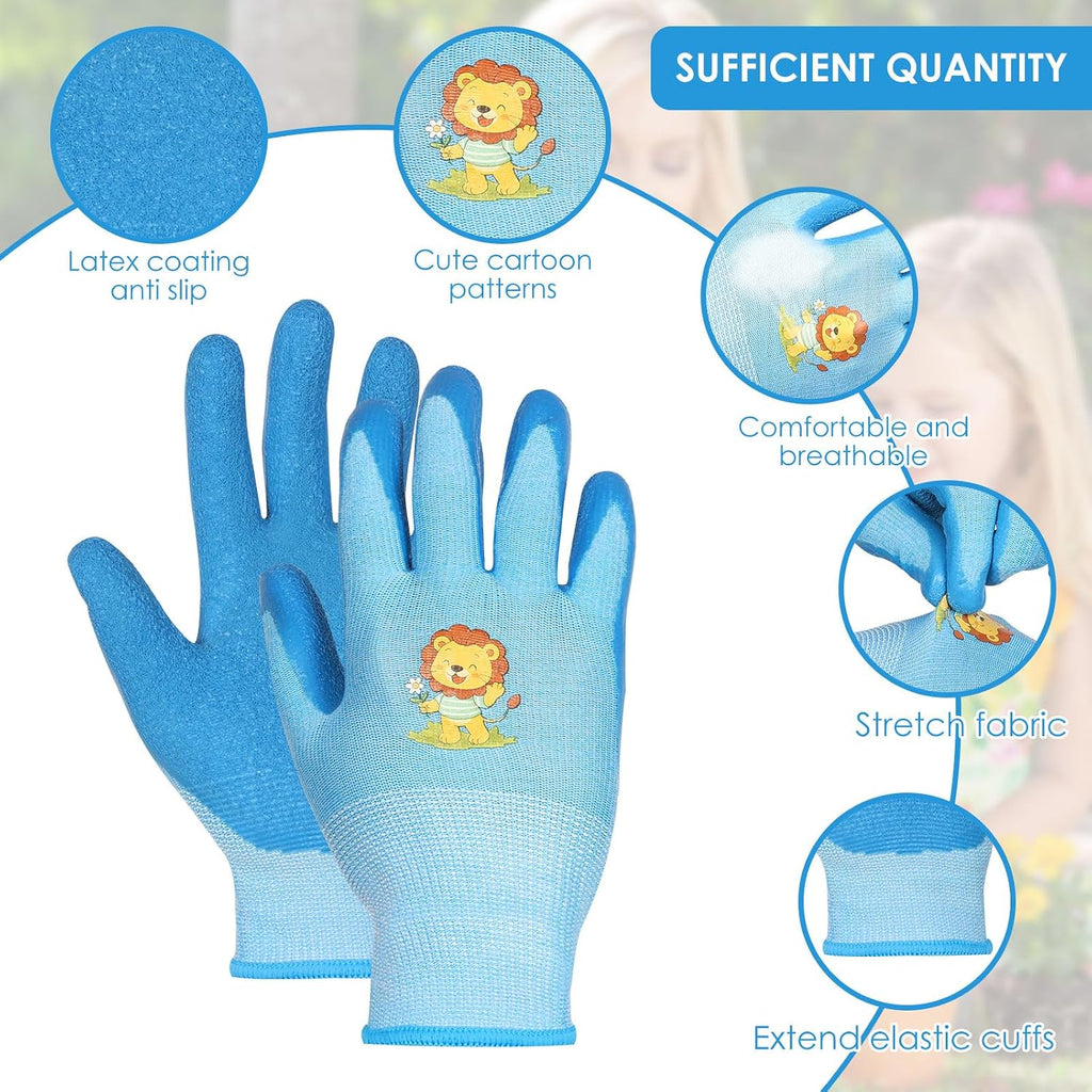 24 Pairs Kids Gardening Gloves For Age 9-13 Latex Coated Safety Work Gloves | Non Slip Children Yard Grippy Gloves for