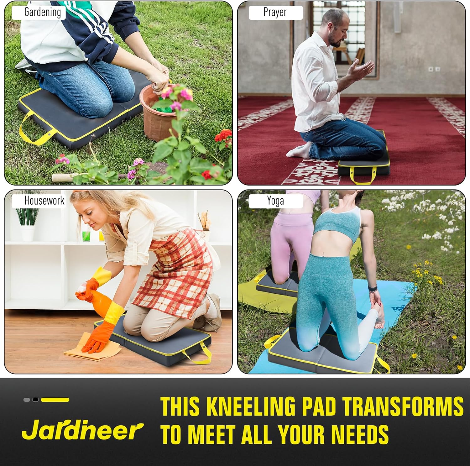 Kneeling Pad for Gardening & Extra Thick Knee Pad – Soft Foam Knee Cushion with Waterproof Cover – Large 24x13 Inch