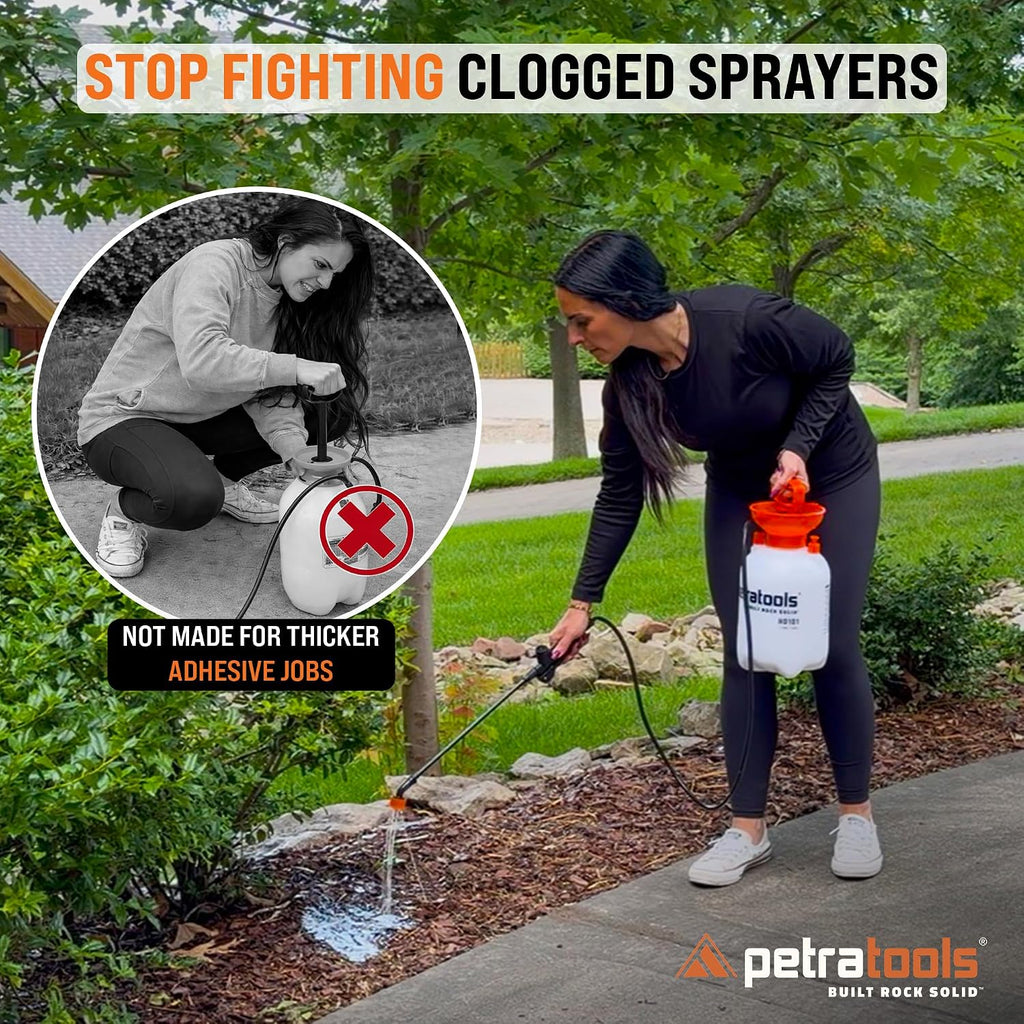 PetraTools LOCKSCAPE Mulch Glue Sprayer 1 Gal - Pro Kit (HD101) | Pump sprayer for mulch glue, rock glue, landscape