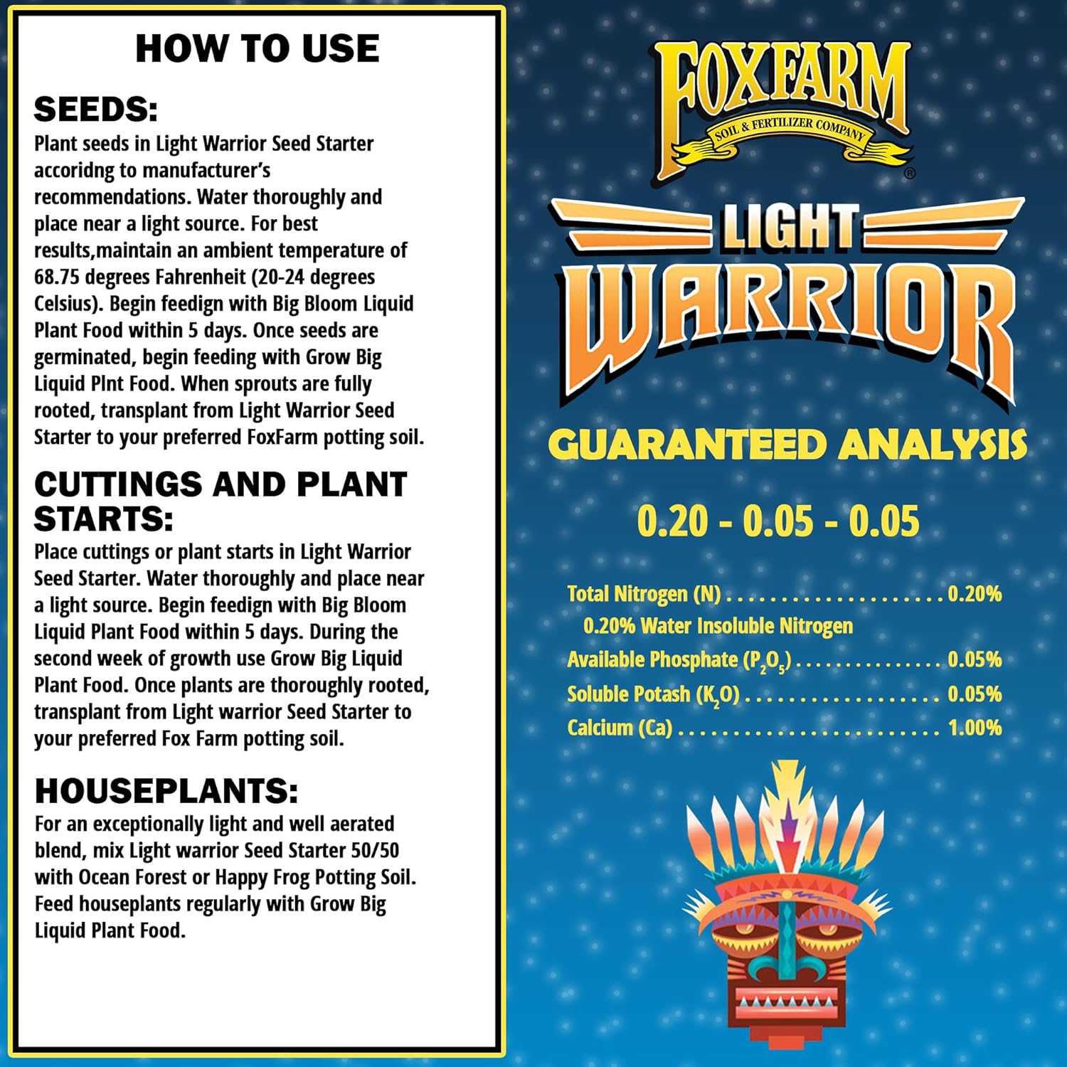 FoxFarm Light Warrior Seed Starter Growing Medium, 1cu ft - Beneficial for Seed Germination and Root Development