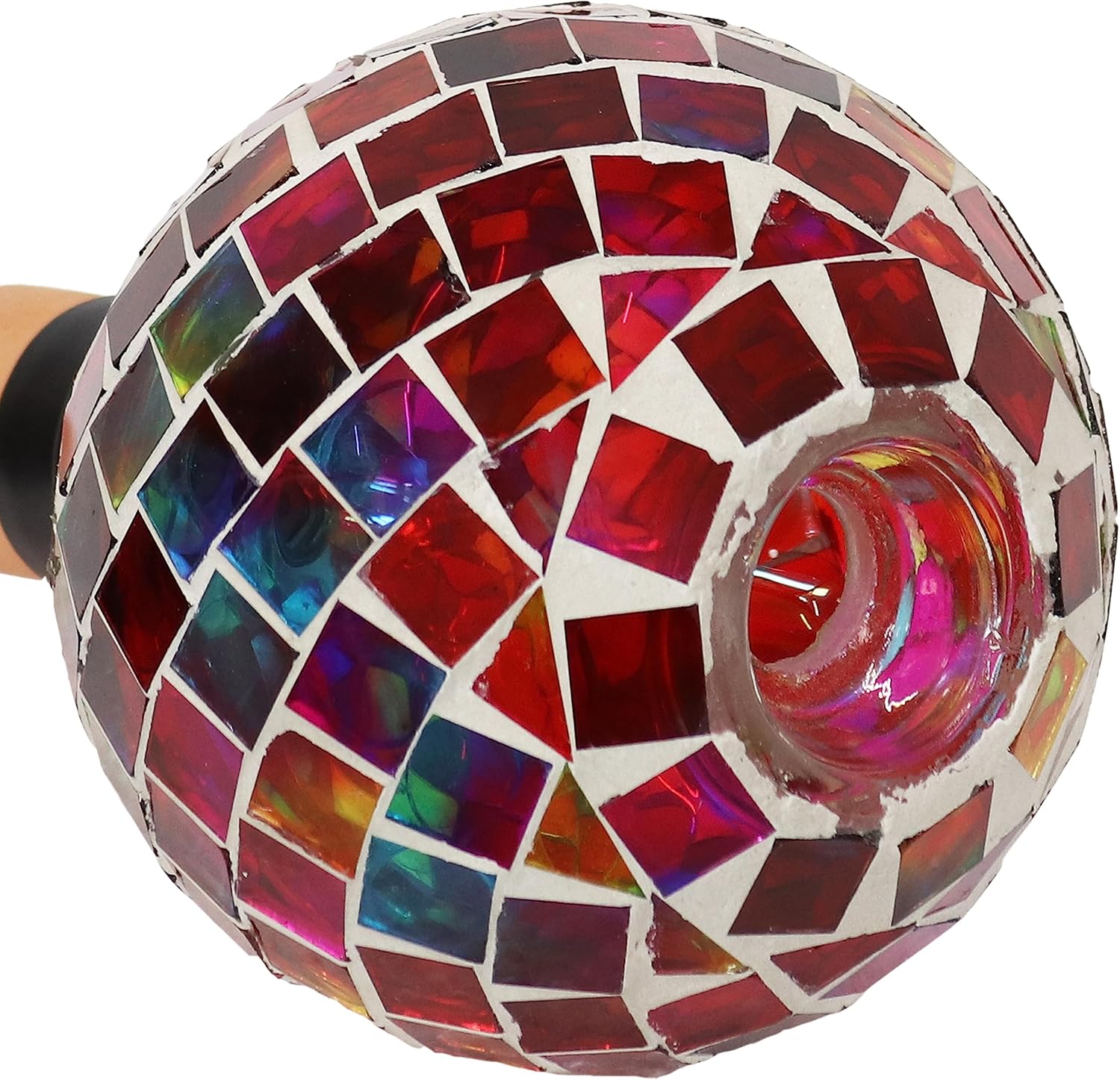 Sunnydaze Mosaic Glass Plant Watering Globe, Magenta Medley | Decorative Self-Watering Planter Insert, Water Dripper