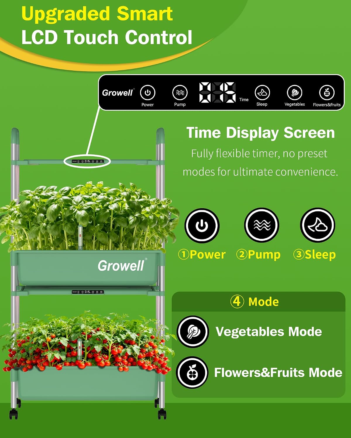 Growell Large Hydroponics Growing System Kit, 54 Pods Vertical Indoor Herb Garden Kit with LED Grow Light & Independent