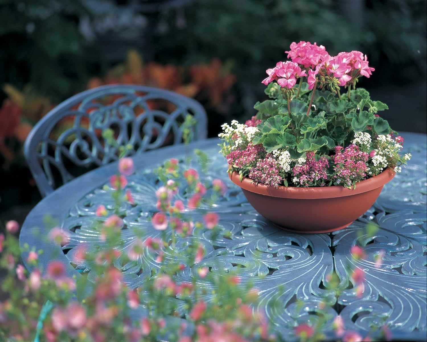 The HC Companies 20 Inch Large Garden Bowl Planter - Shallow Plant Pot with Drainage Plug for Indoor Outdoor Flowers