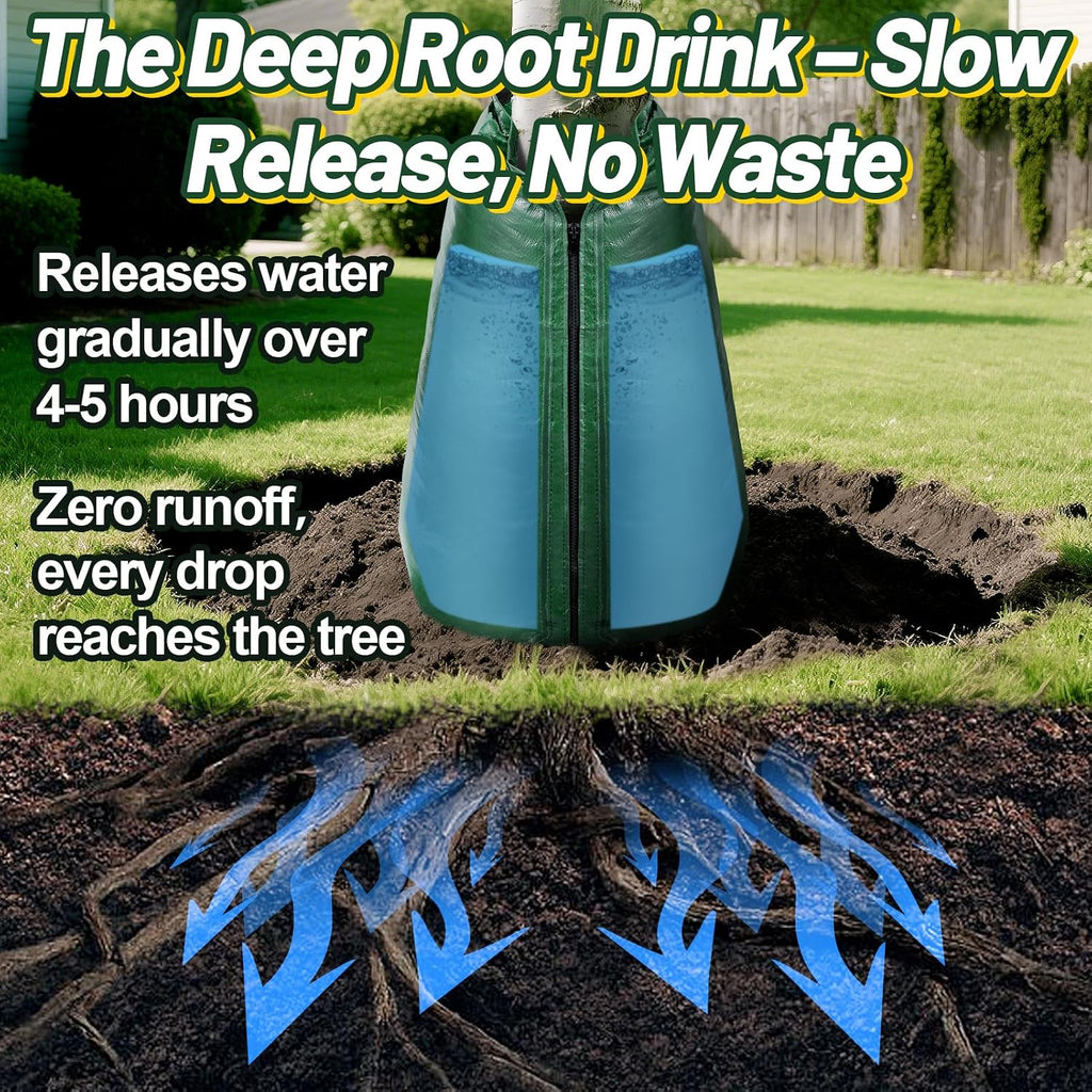 4Pcs 20 Gallon Tree Watering Bag, Slow Release Drip Irrigation Bags | Summers/Droughts Deep Watering, Easy Setup