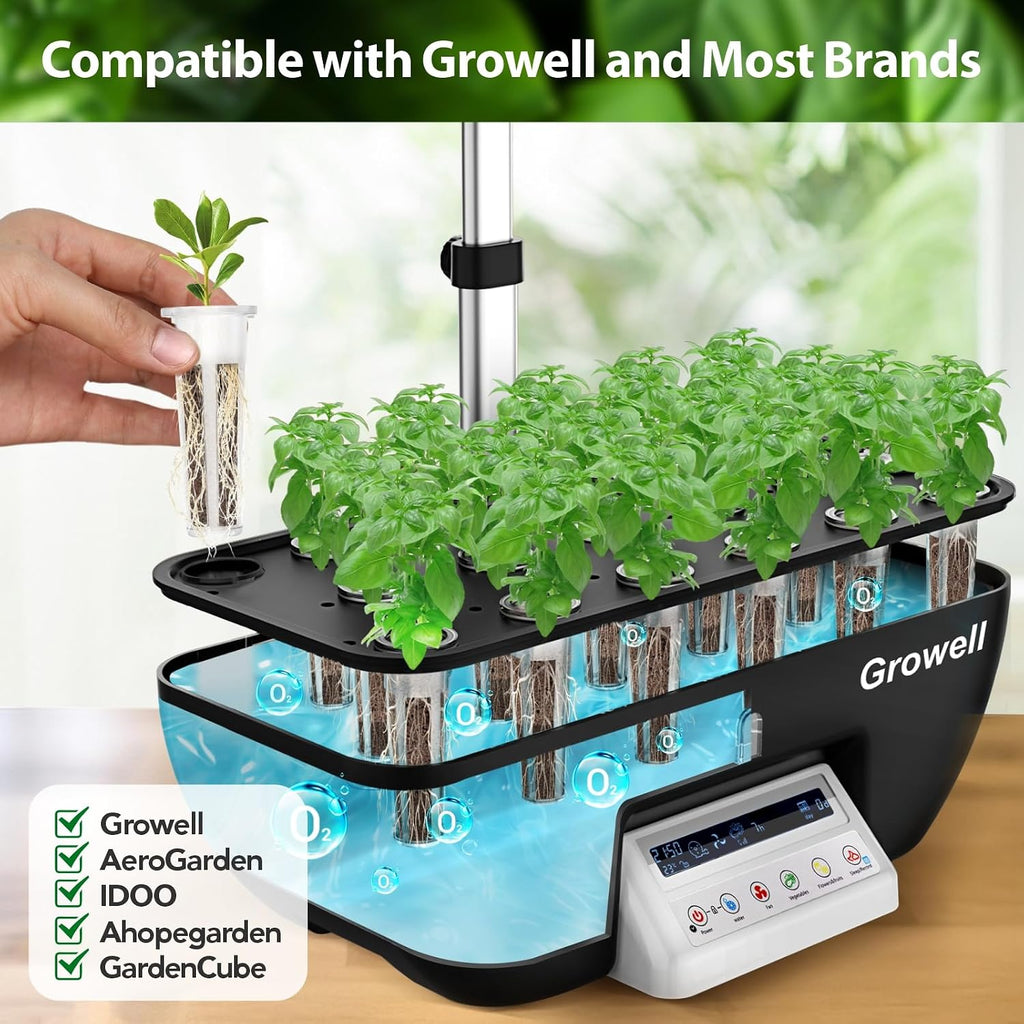 Growell 280Pcs Hydroponic Pods Kit, Seed Starter Refill for Indoor Garden | 140 Grow Sponges & 140 Pod Labels