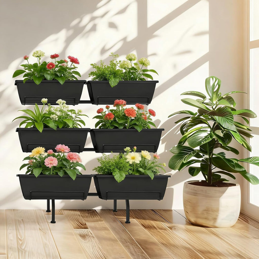 ETELI Vertical Garden Planter 3 Tier Vertical Raised Garden Bed with 6 Garden Planter Boxes Elevated Raised Bed with