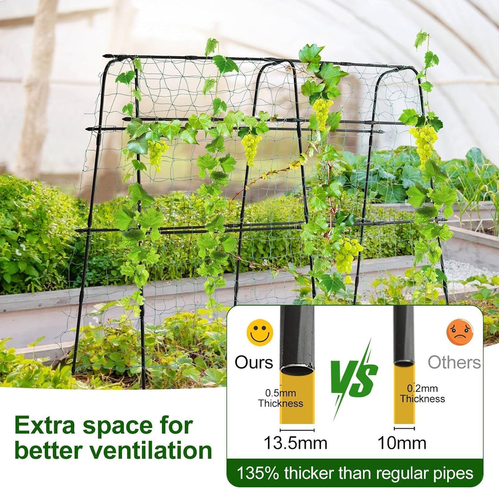 Cucumber Trellis for Raised Bed, 63" Hx63 L, Black | Garden Arch Trellis for Climbing Plants Outdoor, Rustproof Metal