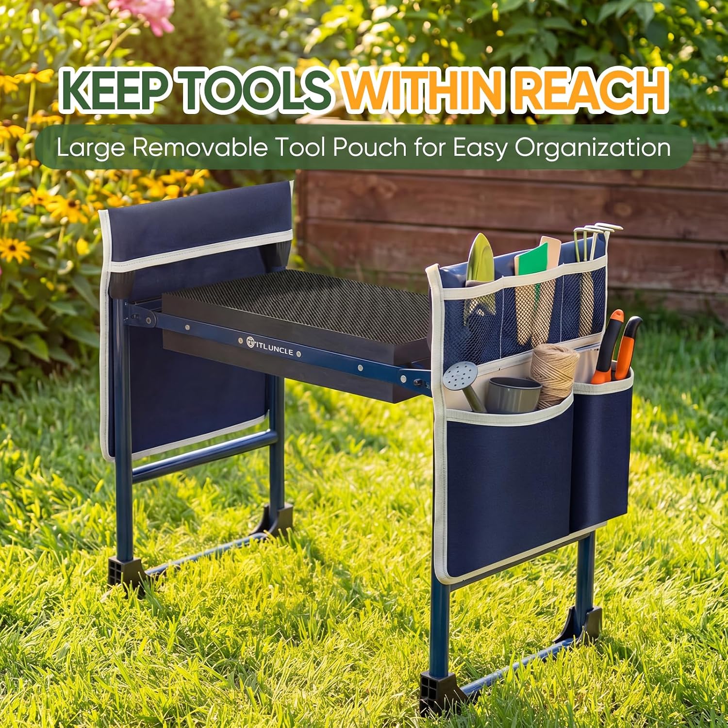 Garden Kneeler and Seat, Foldable Heavy Duty w/Soft Kneeling Pad | Anti-Tip Gardening Bench Stool with Wider Thickened