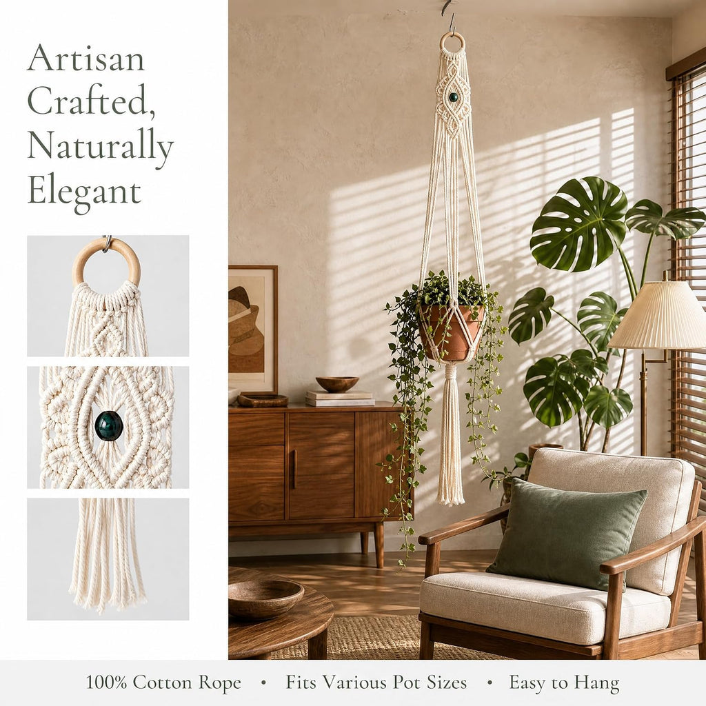 8-Pack Boho Plant Hanger, Macrame Pot Holder,Hanging Planter/Indoor/Balcony/Window Decoration Length 39" (Not Pot and
