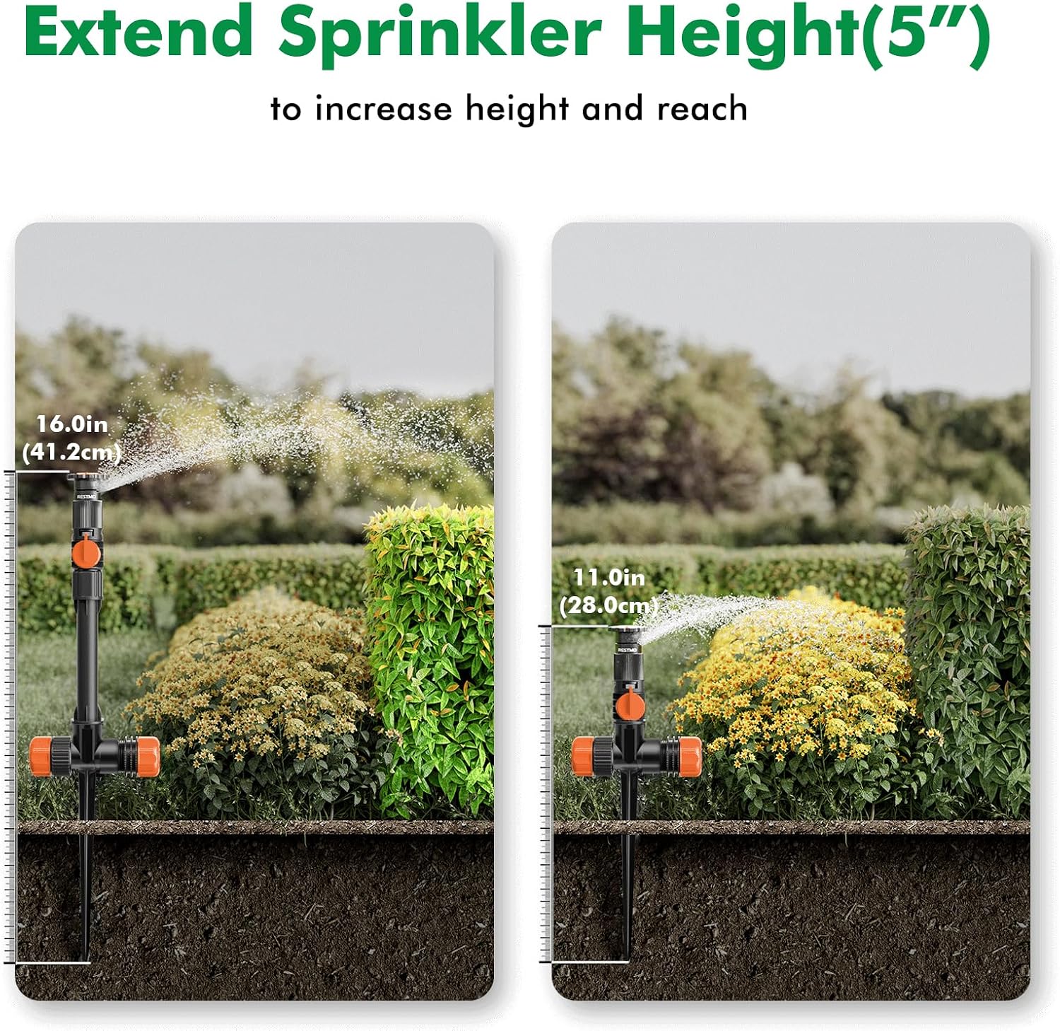 RESTMO Sprinklers for Yard, Above Ground Irrigation Garden Sprinkler System | Adjustable Spray Range, DIY Above Ground