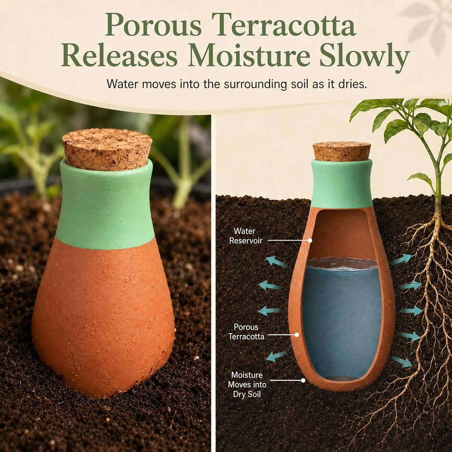 4 Pack Terracotta Olla Self Watering Globes, Clay Slow Release Plant Watering Devices – Self Watering Planter Insert