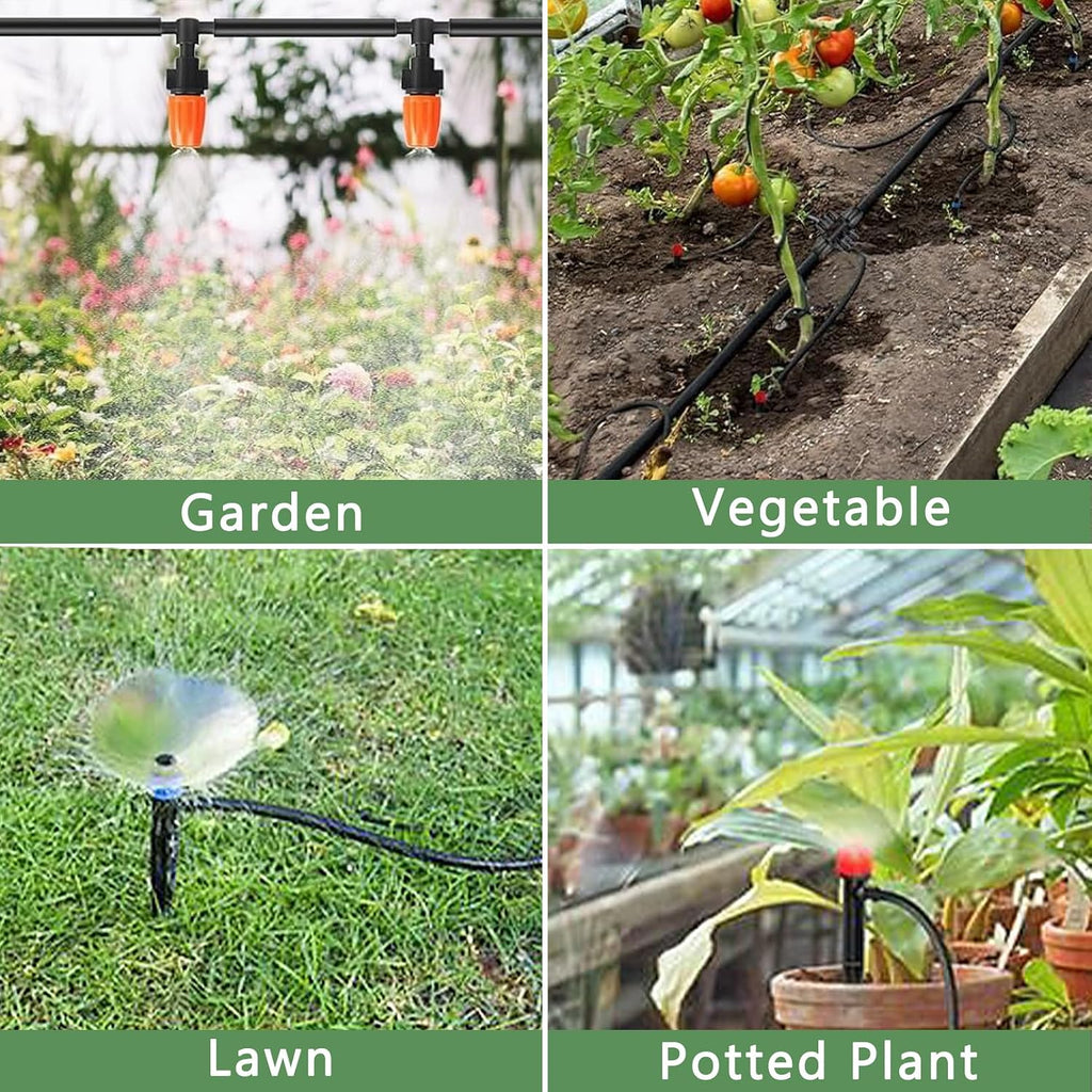 200FT+40FT Drip Irrigation System, Garden Watering System | Drip Irrigation Kit with 8/11mm Main Tubing 4/7mm