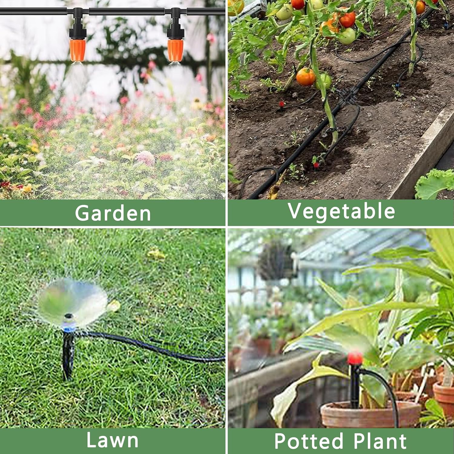 200FT+40FT Drip Irrigation System, Garden Watering System | Drip Irrigation Kit with 8/11mm Main Tubing 4/7mm