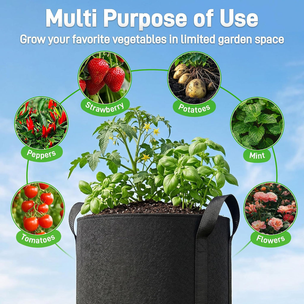 Mulctun 5Pcs 20 Gallon Potato Grow Bags, Grow Bags with Harvest & Visible Windows,Potato Bags for Growing Potatoes with