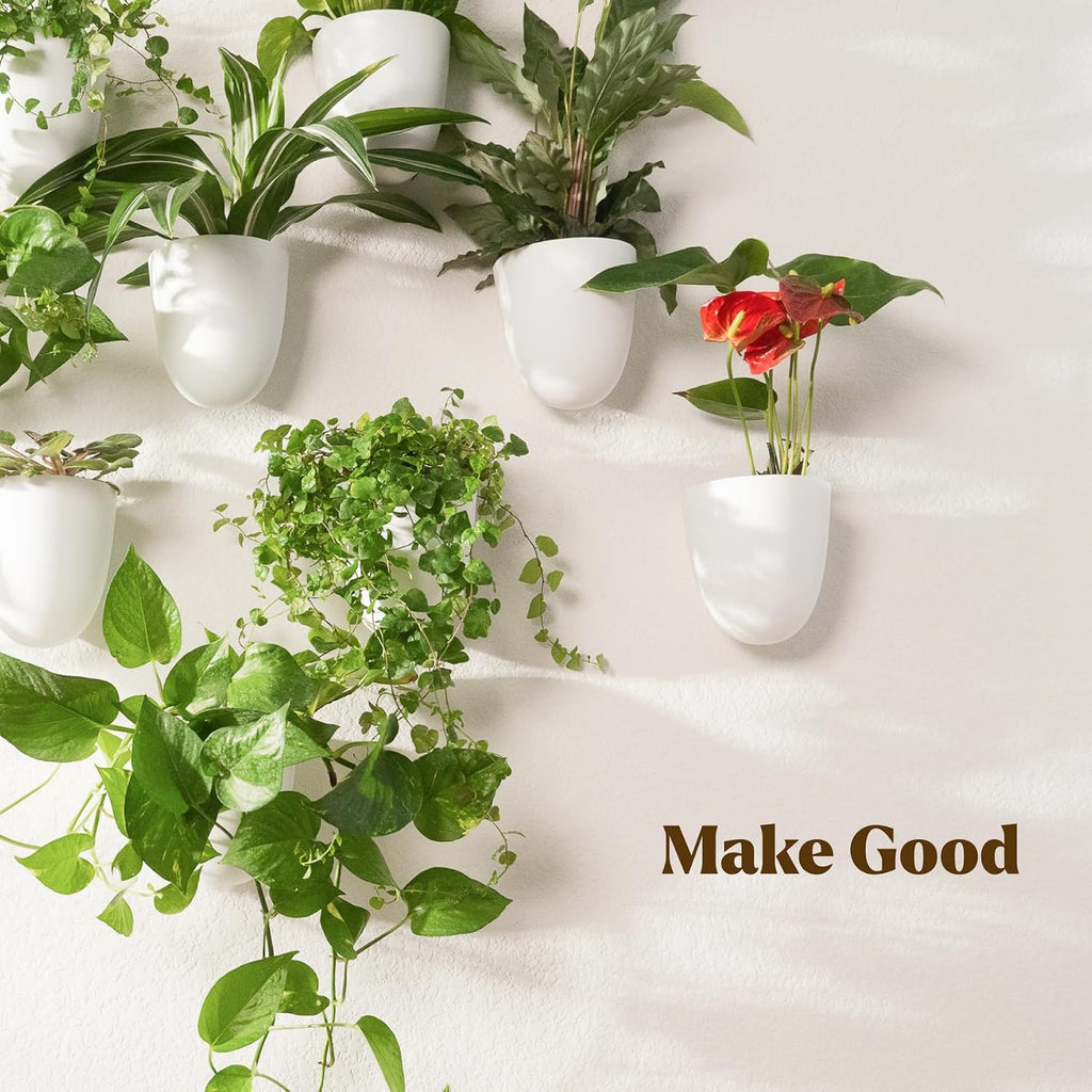 PlantPod Classic - Self-Watering Wall Planters (6, White) - Easy to Water and Install - Lightweight - Design Your Own