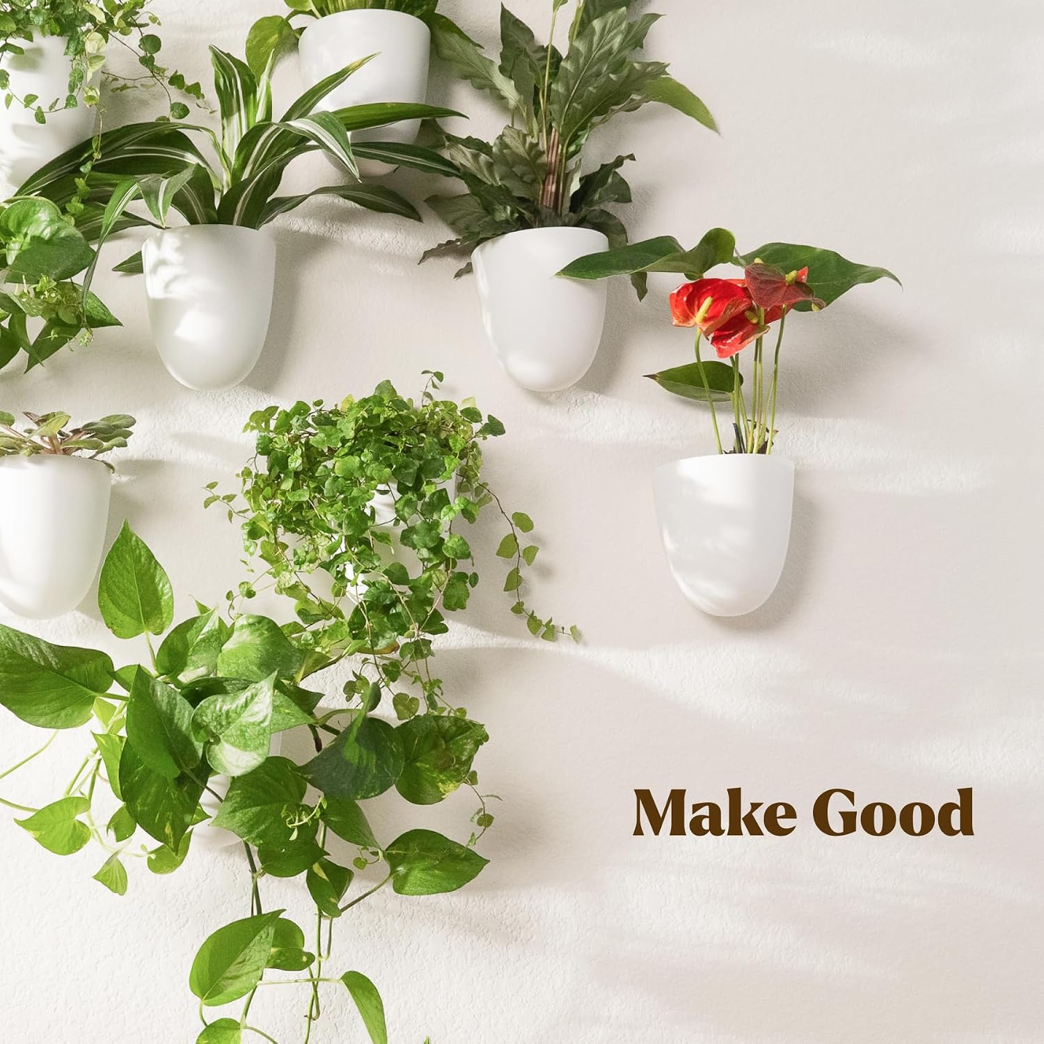 PlantPod Classic - Self-Watering Wall Planters (6, White) - Easy to Water and Install - Lightweight - Design Your Own
