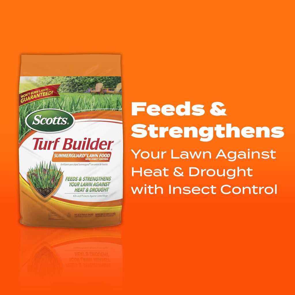Scotts Turf Builder SummerGuard Lawn Food with Insect Control - Lawn Fertilizer and Insect Killer, 5,000 sq. ft., 13.35