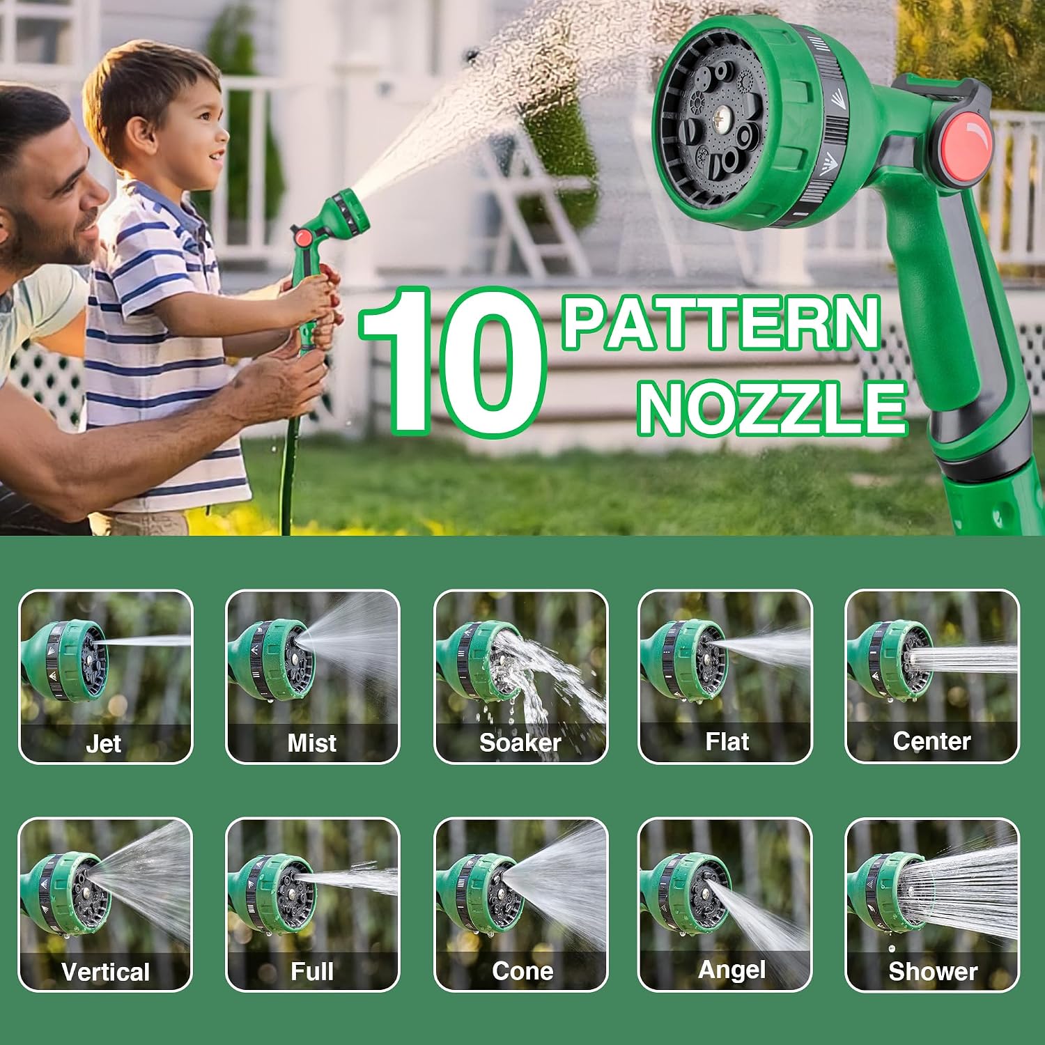 1/2" x 50FT Retractable Garden Hose Reel，With 10 Patterns Spray Nozzle，Portable Heavy Duty Garden Hose Holder for
