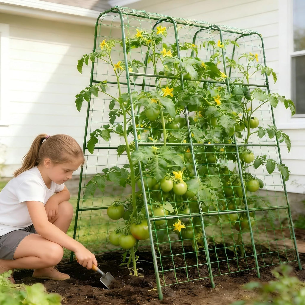 Cucumber Trellis for Raised Bed, 63" Heavy Duty U-Shape Garden Trellis for Climbing Plants Outdoor, Rustproof Plastic