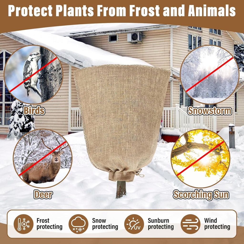 Riare 4 Packs 40 × 47 Inch Large Winter Plant Cover Bags with Drawstring