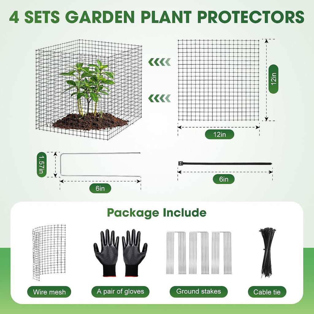 10 Pack Plant Protectors from Animals,12x12in Metal Wire Plant Cages | Outdoor Gardening Supplies, Garden Plant
