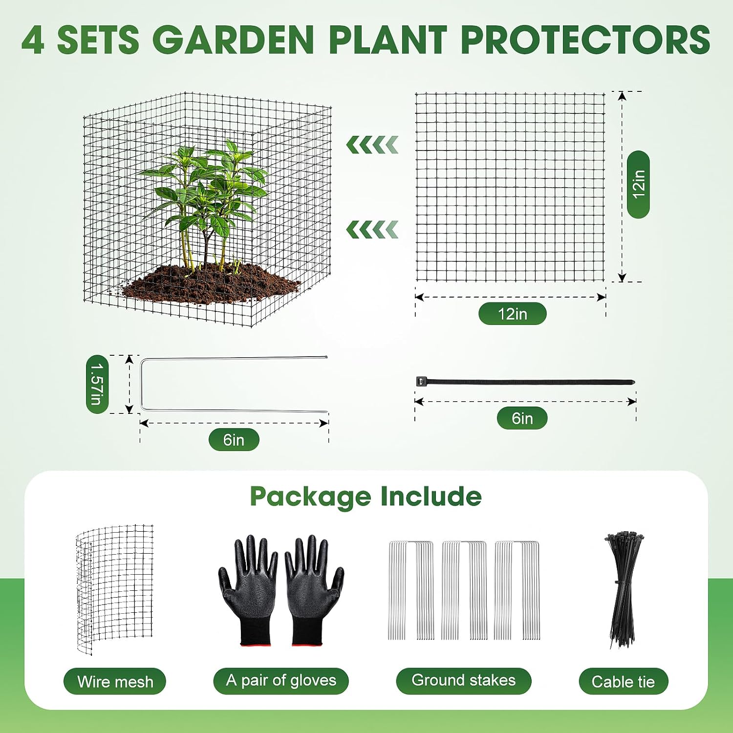 10 Pack Plant Protectors from Animals,12x12in Metal Wire Plant Cages | Outdoor Gardening Supplies, Garden Plant
