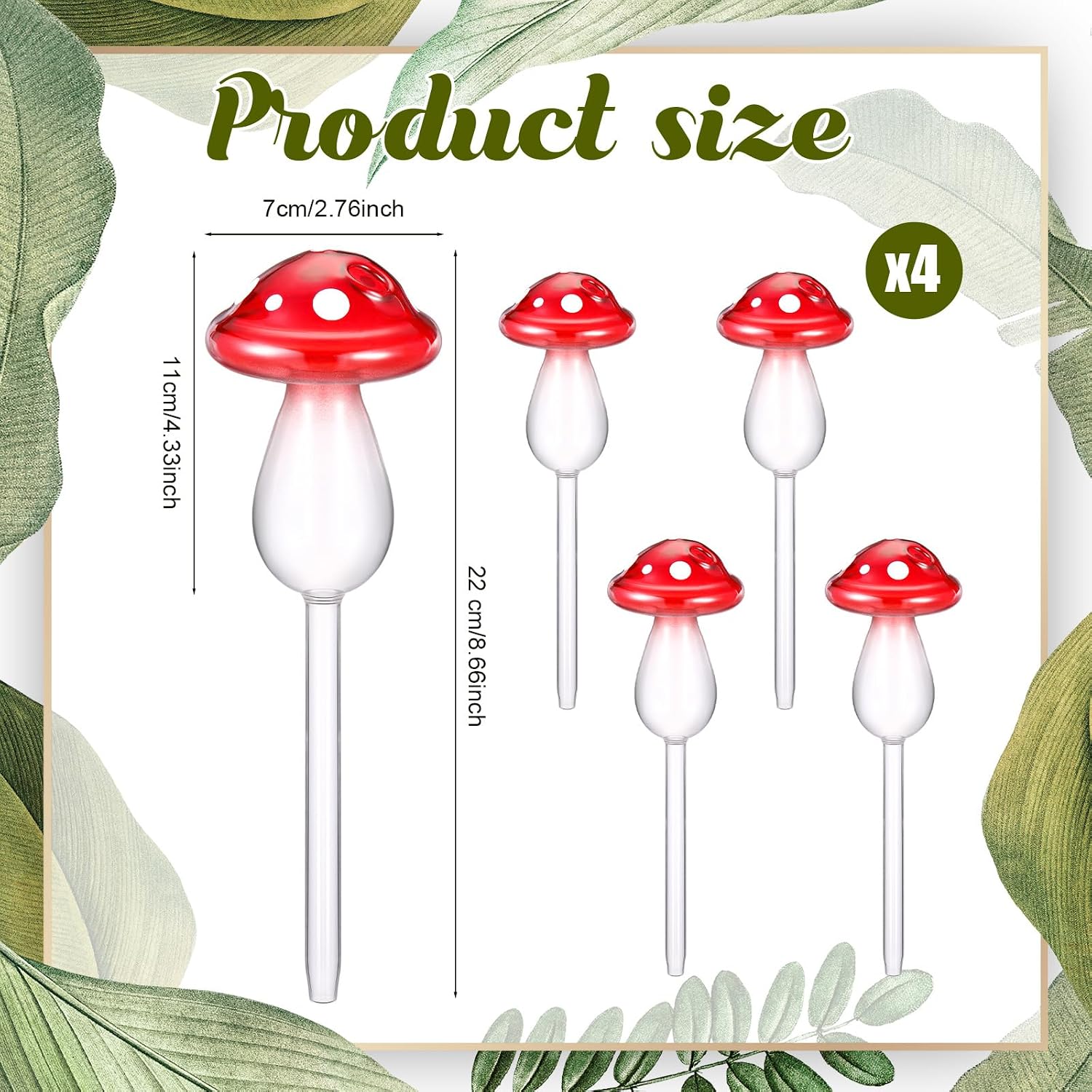 Weysat 4 Pack Glass Self Watering Globes for Indoor Plants Mushroom Watering Devices Bulbs Automatic Plant Waterer