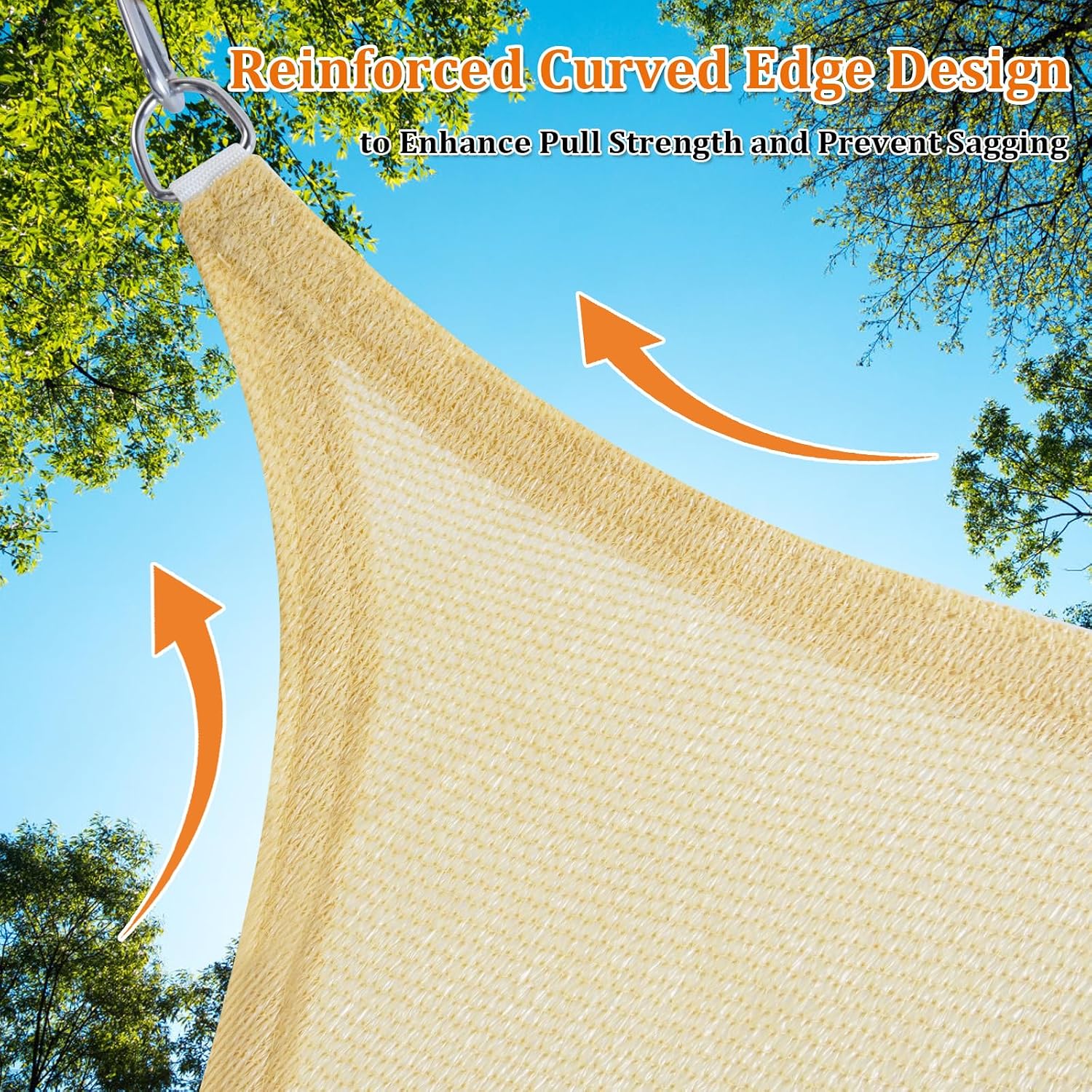 Shade&Beyond Triangle Sun Shade Sail 16'X16'X16' Permeable Canopy Sand for Patio Garden Yard Deck Pergola (We Make