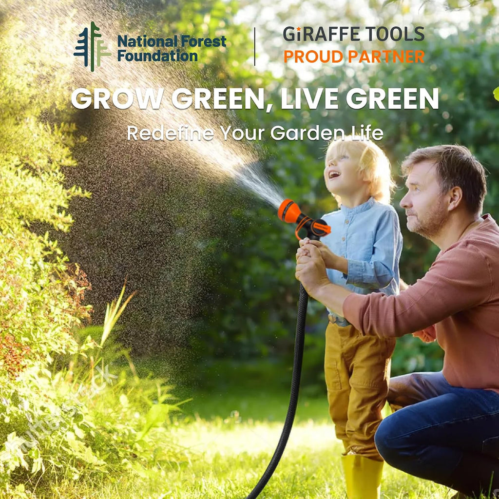 Giraffe Tools Garden Hose 100ft x 5/8" | Heavy Duty, Lightweight, Flexible Hybrid Hose, 100 ft Water Hose with Male To