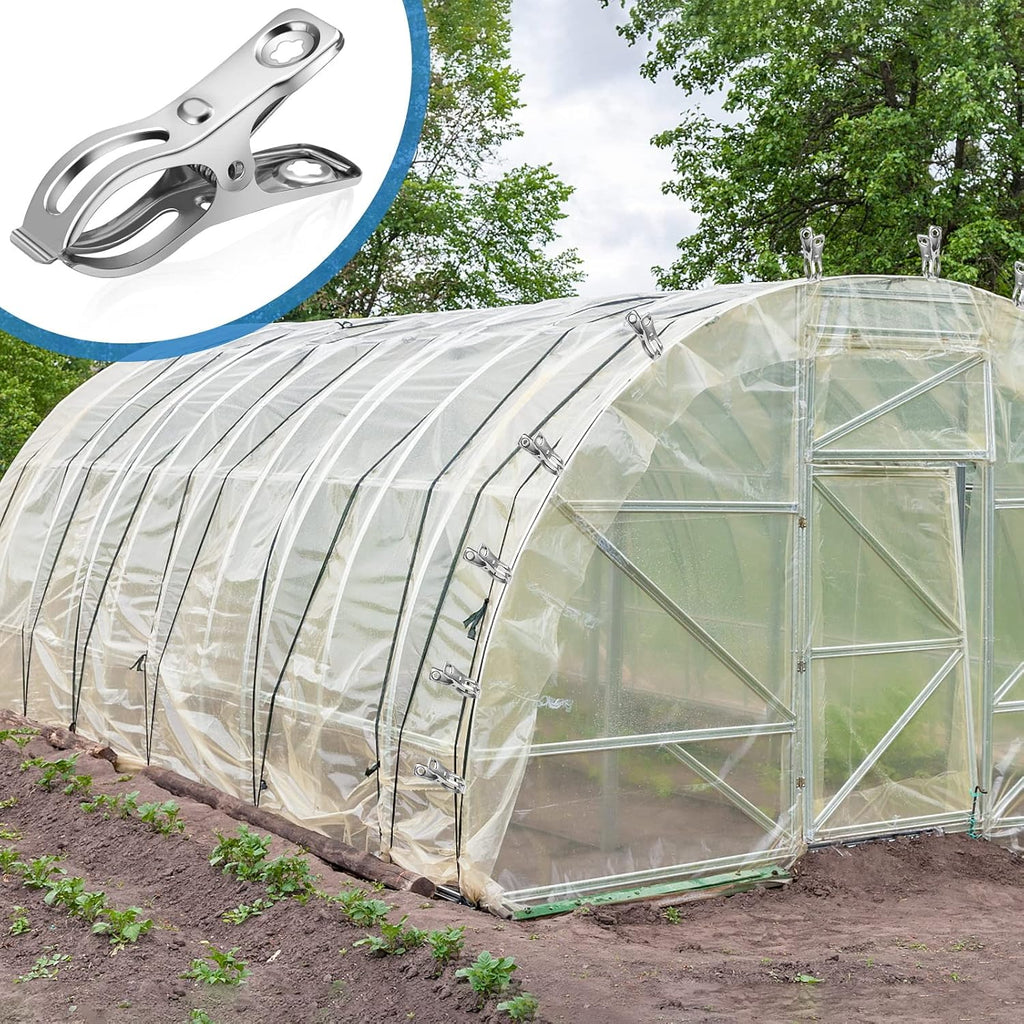 120 Pcs Greenhouse Clips, Garden Clips for Netting, Stainless Steel Greenhouse Clamps, Have a Strong Grip to Hold Down