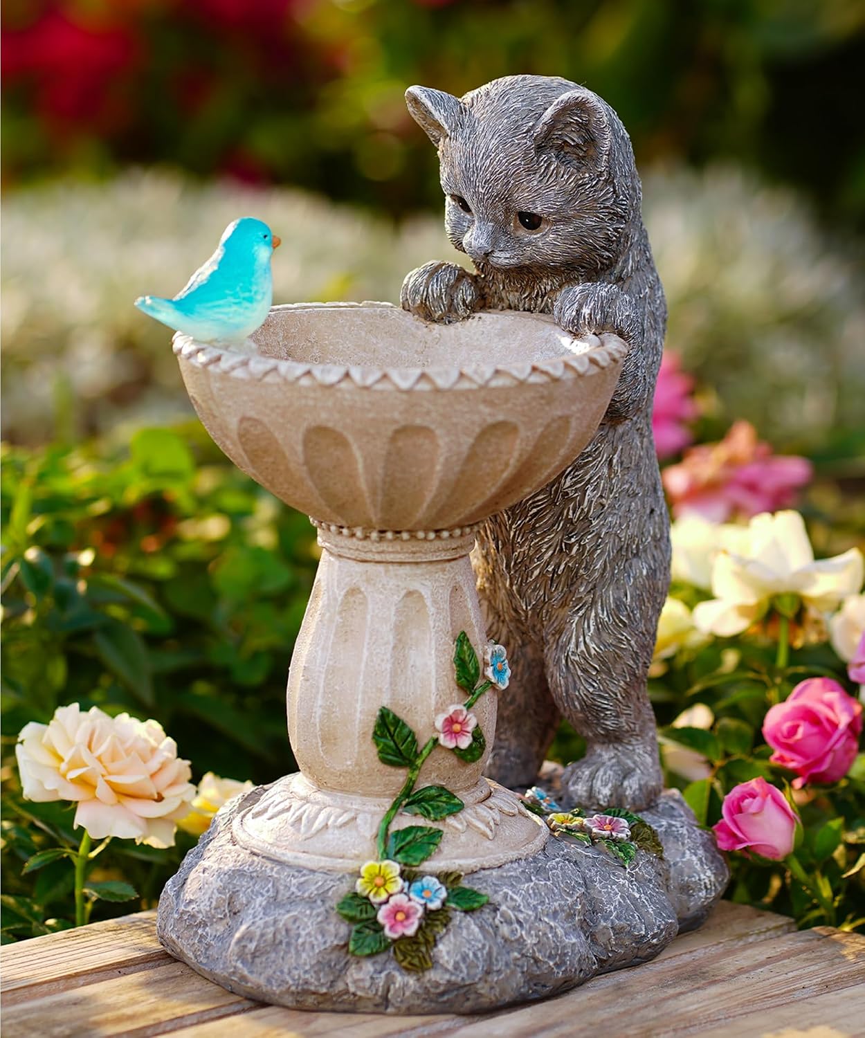 Solar Cat Statue for Garden Decor: IP44 Weatherproof Resin with Automatic Lighting - No Installation- Outdoor Yard