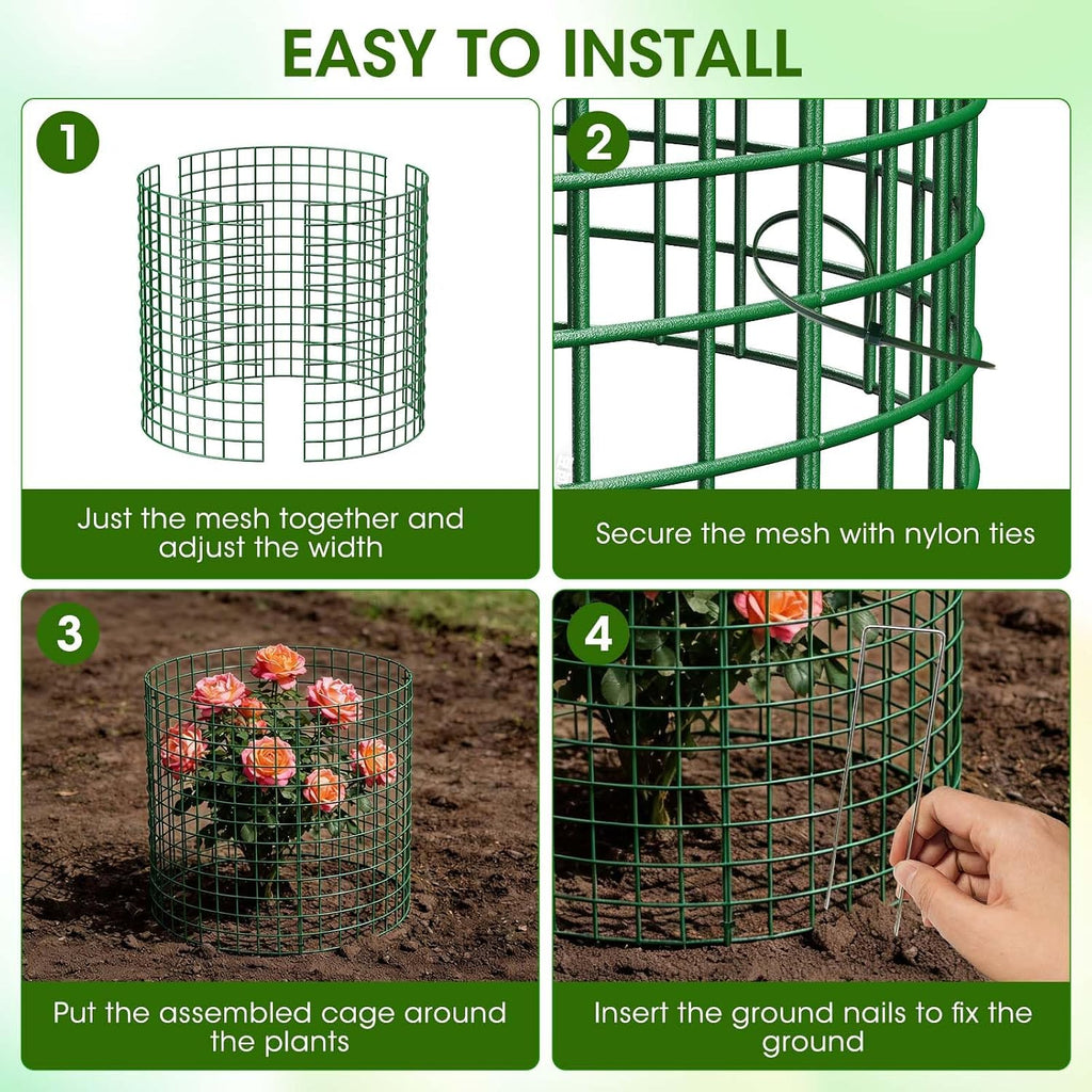 10 Pack Plant Protectors from Animals | 30PCS 13"x13" Metal Wire Mesh Garden Plant Cages for Gardening Supplies