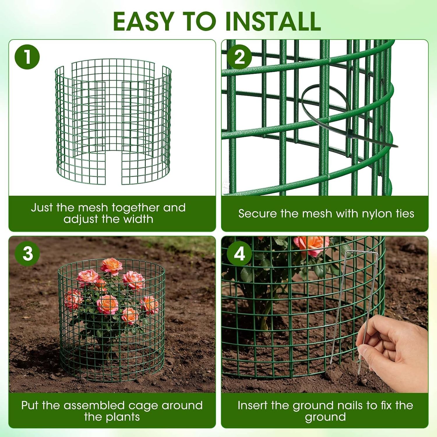 10 Pack Plant Protectors from Animals | 30PCS 13"x13" Metal Wire Mesh Garden Plant Cages for Gardening Supplies