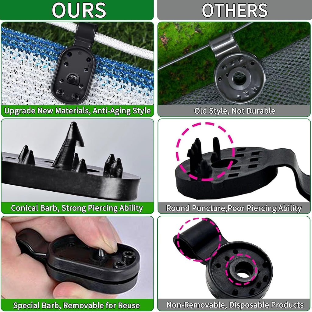 200Pcs Shade Cloth Clips, Black Plastic Heavy Duty Sun Shade Clips for Sun Shade Net, Gardening Shade Cloth, Anti Bird