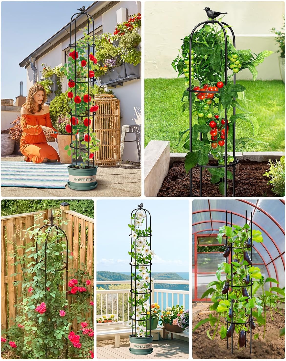 2PCS Garden Obelisk Trellis for Climbing Plants Outdoor, 6.2 ft Tall Trellis for Roses Clematis Jasmine Ivy Flower