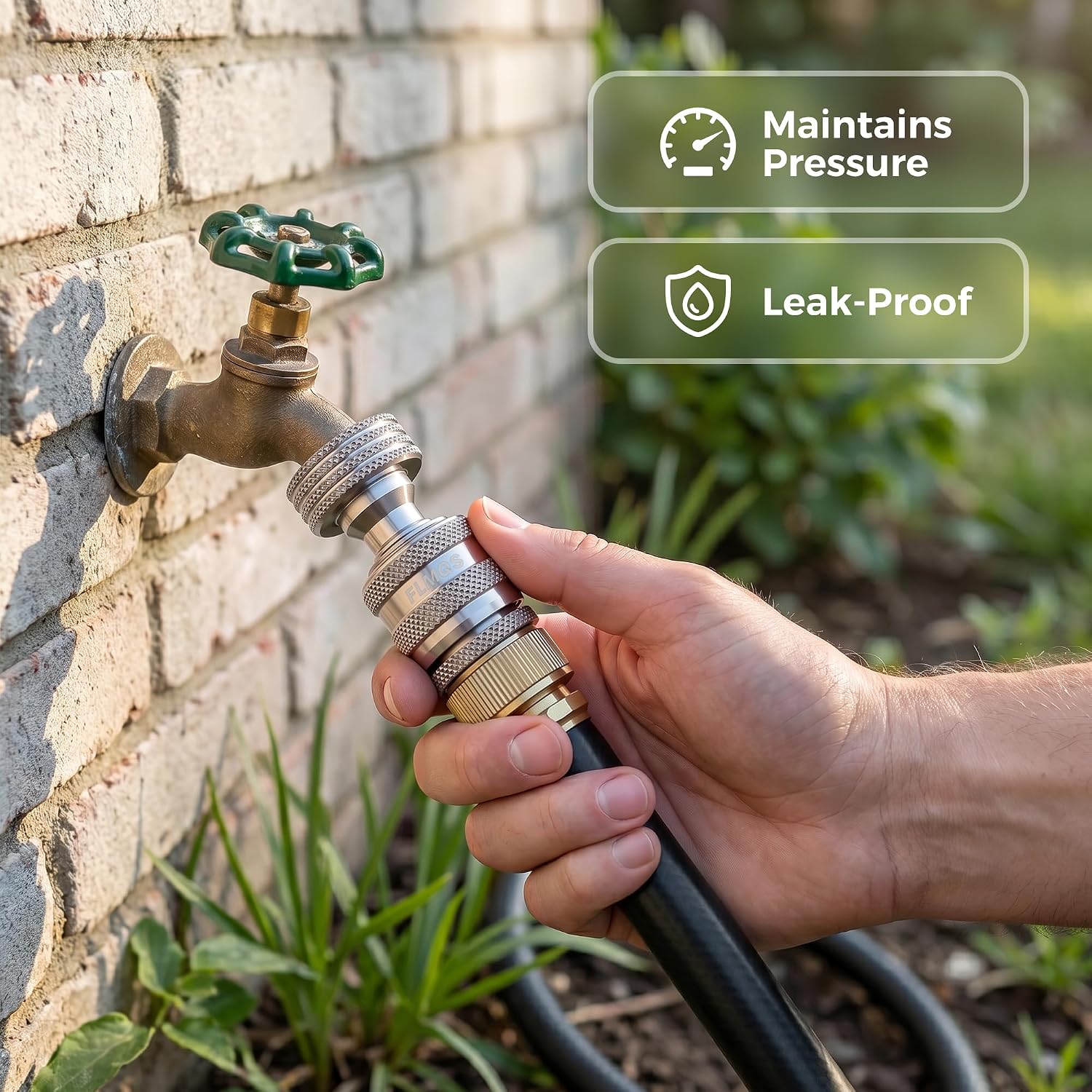 Garden Hose Quick Connector - 3/4" GHT Solid Stainless Steel Water Hose Quick Connect, Leak-Proof Male & Female